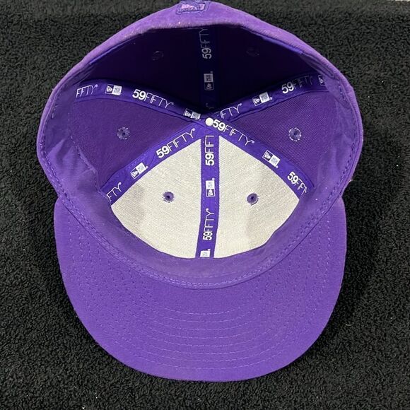 🏀 OKLAHOMA CITY THUNDER NBA Purple NEW ERA 59Fifty Fitted Flat Bill Hat Sz 7-1/8 - Picture 8 of 10